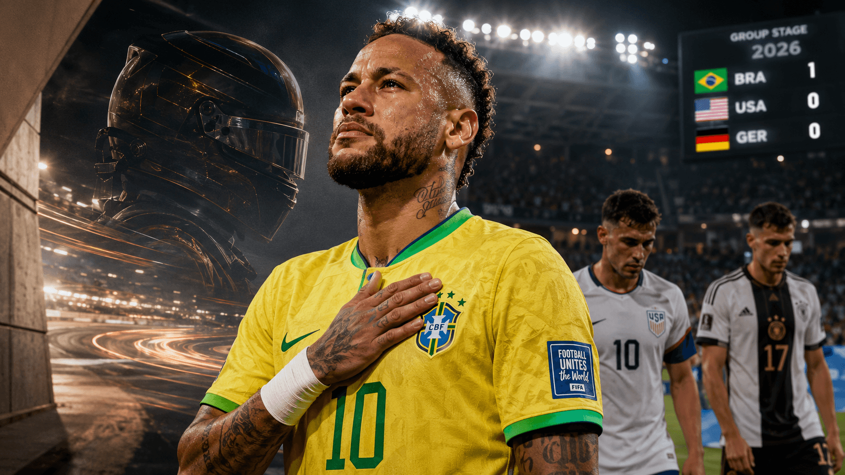 Neymar in a Brazil shirt