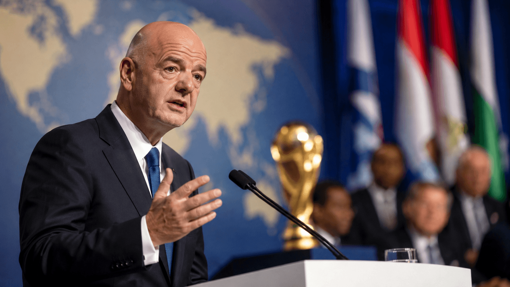 Infantino speaking at a conference