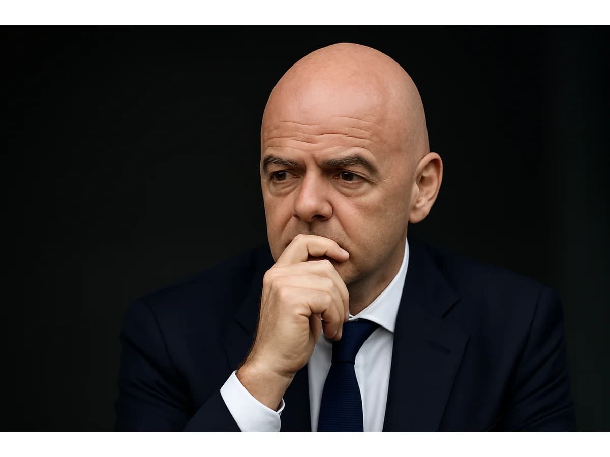 Gianni Infantino, FIFA President, looking serious and thoughtful